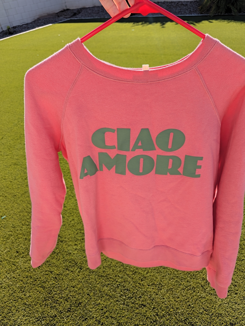 Sezane Pink "CIAO AMORE" Graphic Sweatshirt - Women Small 100% Cotton
